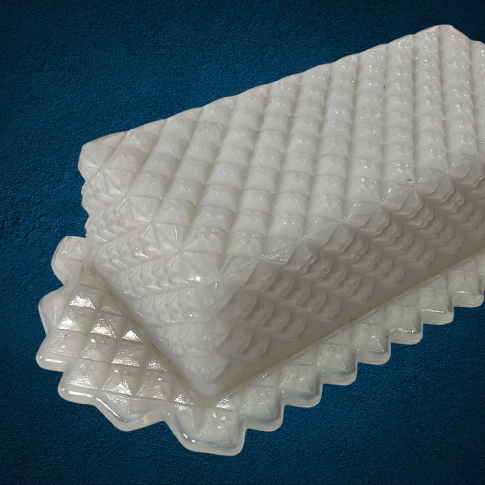 Westmoreland White hobnail Milk Glass butter dish